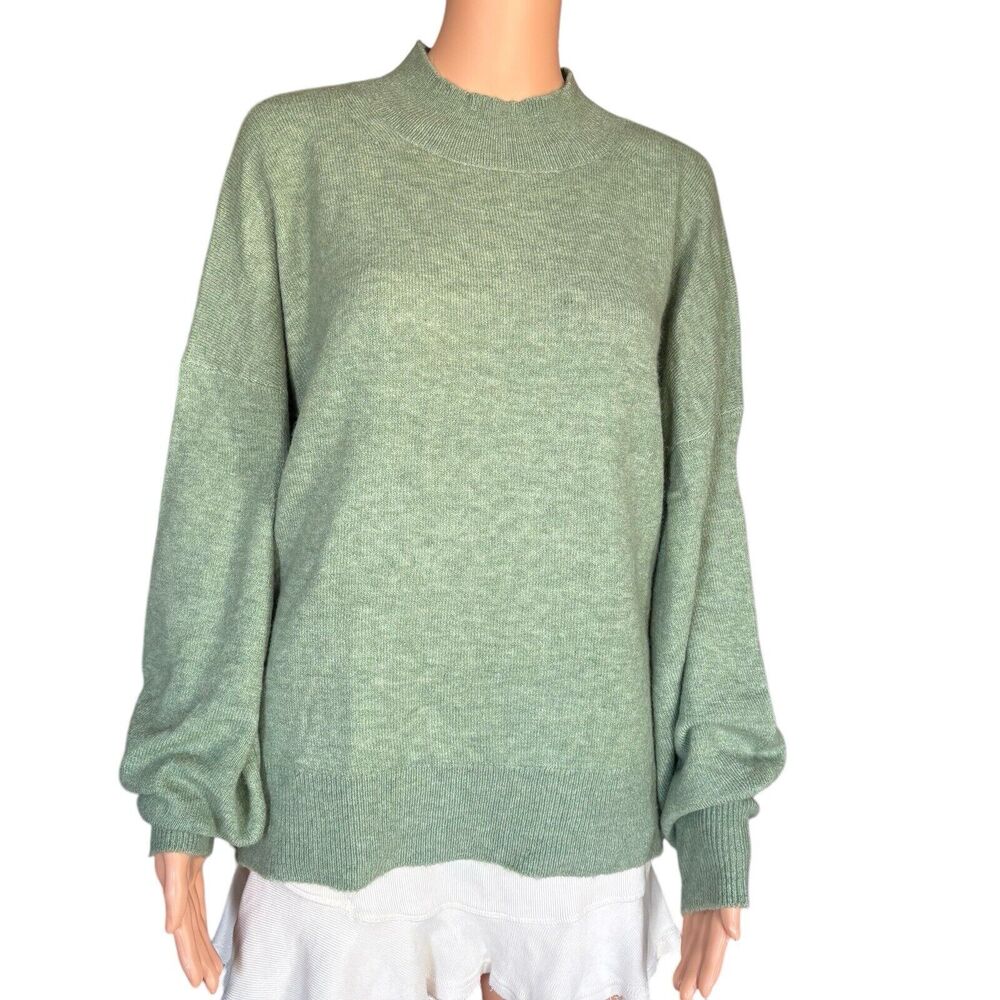 NWT Fat Face Size 14 Green Wool Blend Mock Turtleneck Sweater British